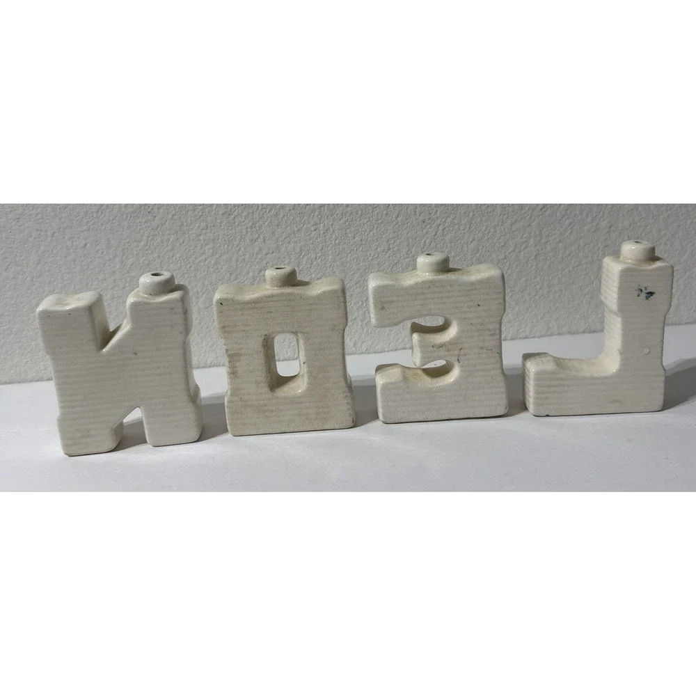 Vintage Ceramic NOEL Letters Christmas Mini‎ Candlestick Set Kitschy Retro Japan